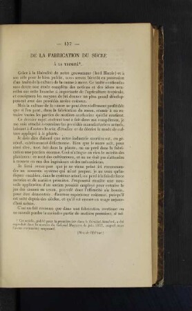 De la fabrication du sucre