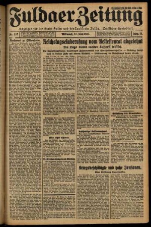 Erste Ausgabe vom Mittwoch, den 17. Juni 1931.