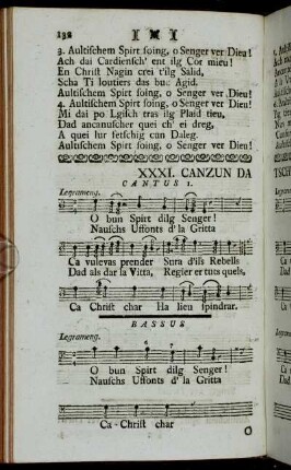 XXXI. Canzun Da Tschunqueismas