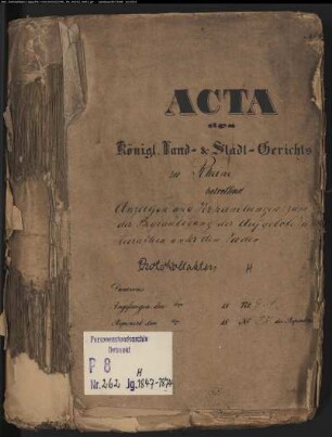 Protokollakten (H 1847-1874)