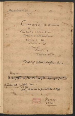 Konzerte; vl conc (2), strings, bc; d-Moll; BWV 1043