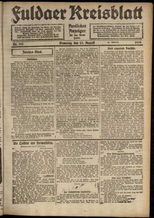 Zweite Ausgabe vom Samstag, den 23. August 1919.