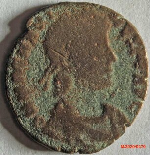 Römische Münze, Nominal Maiorina, Prägeherr Magnus Maximus, Prägeort Lyon, Original