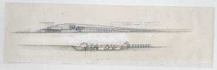 Documenta-Bahnhof, Flughöhe Null (nicht realisiert) – Ansicht, Schnitt. Kassel