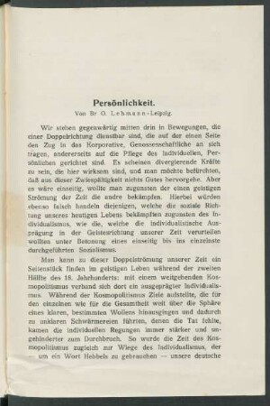 Persönlichkeit.