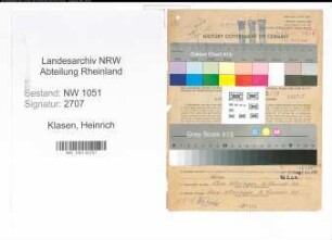 Entnazifizierung Heinrich Klasen , geb. 19.02.1892 (Werkmeister)