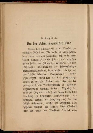 3. Kapitel. Von den Folgen unglücklicher Liebe