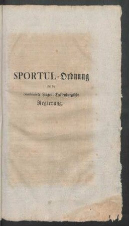 Sportul-Ordnung für die combinirte Lingen-Tecklenburgische Regierung.