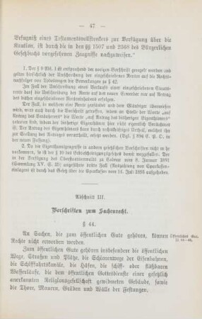 Abschnitt III. Vorschriften zum Sachenrecht