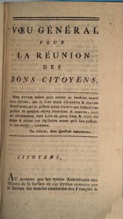 Voeu General Pour La Réunion Des Bons Citoyens