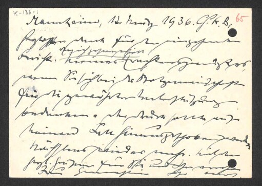[Postkarte von Otto Selz an Julius Bahle vom 12. März 1936]