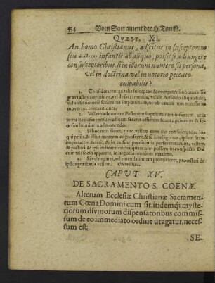 Caput XV. De Sacramento S. Coenae.