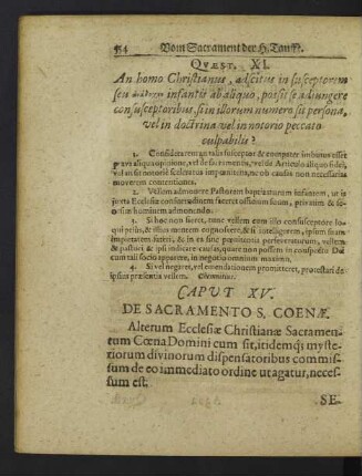 Caput XV. De Sacramento S. Coenae.