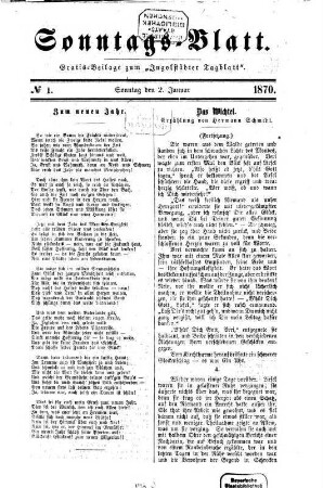 Ingolstädter Tagblatt. Sonntagsblatt. 1870