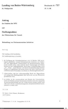 Übersicht zu parlamentarischen Initiativen