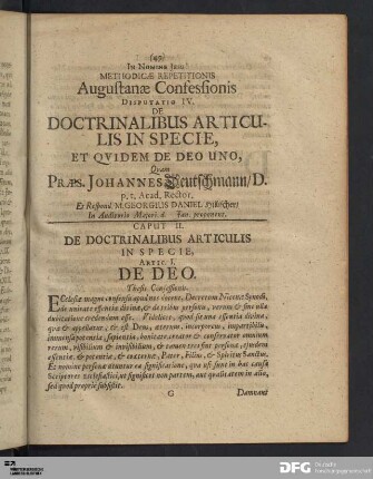 Articulus I. De Deo.