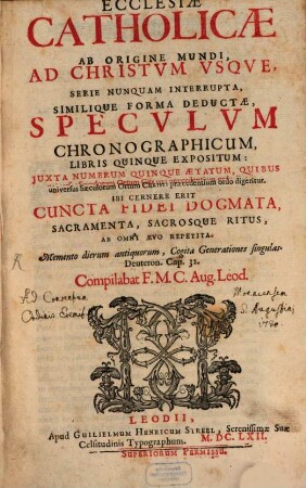Ecclesiae catholicae ... Speculum