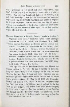 289-291 [Rezension] Thomas von Kempen, Thomae Hemerken a Kempis canonici regvlaris ordinis S. Avgvstini Opera omnia