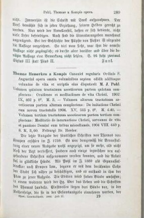 289-291 [Rezension] Thomas von Kempen, Thomae Hemerken a Kempis canonici regvlaris ordinis S. Avgvstini Opera omnia