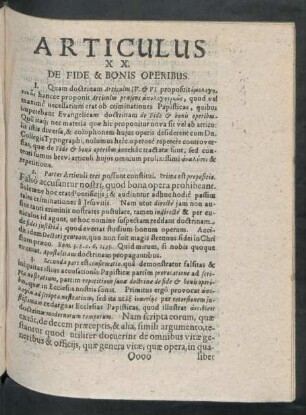 Articulus XX. De Fide & Bonis Operibus.