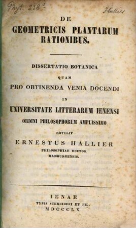 De geometricis plantarum rationibus : dissertatio botanica