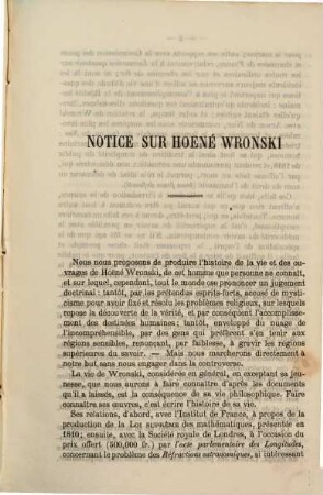 Notice sur Hoené Wronski par Lazare Augé; suivi du portr. de Wronski par Mme Wronski, née s. de Montferrier de plus. acad.