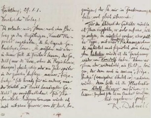 Brief an den Verlag Schafstein & Co