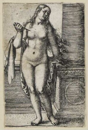Lucretia an einer Säule stehend