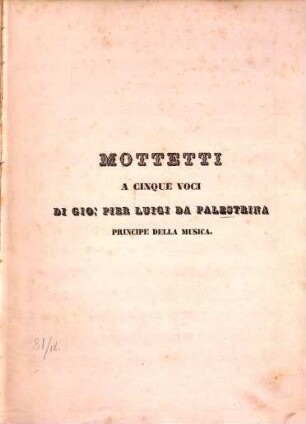 Motetti : a 5 voci