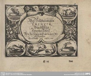 Des vollständigen Trincir-Büchleins Zweiter Theil. Von Zerlegen und vorlegen der Speisen. Nach Italianischer art.