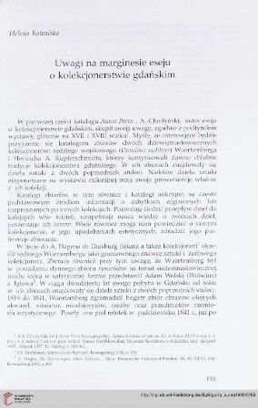 6: Uwagi na marginesie eseju o kolekcjonerstwie gdańskim