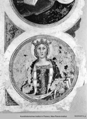 Die Fresken der ehemaligen Cappella del Campanile : Bogenlaibung: Christus mit den Heiligen Katharina von Alexandrien und Laurentius