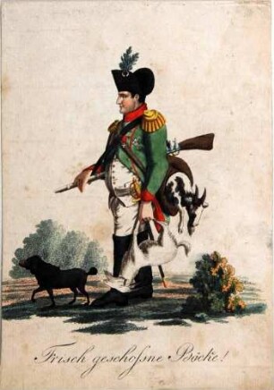 Napoleon-Karikatur: "Frisch geschossne Böcke!"