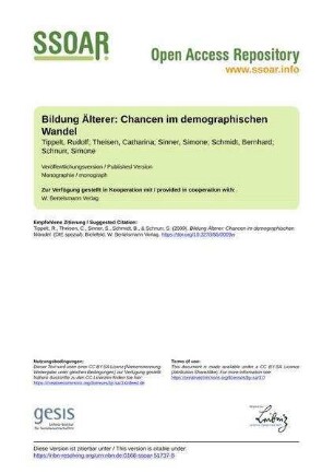 Bildung Älterer: Chancen im demographischen Wandel