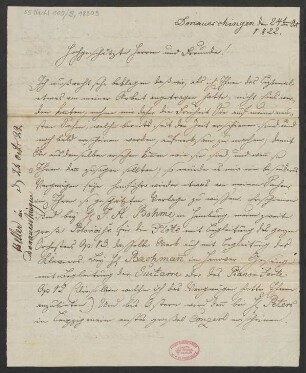 Brief an B. Schott's Söhne : 24.10.1822