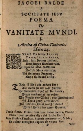 I. Balde E Soc. Iesv Poema De Vanitate Mundi