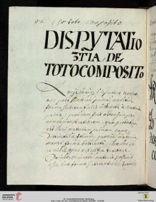 Disputatio 3tia De toto composito