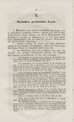 II. Aufnahme gerichtlicher Taxen.