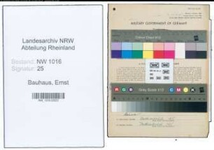 Entnazifizierung Ernst Bauhaus , geb. 15.10.1906 (Schlosser)