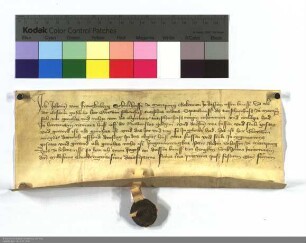 Johann Frangkenberg Schultheiß zu Marburg bekennt, daß Eberwin Schanfuss, Spitalmeister des Deutschen Ordens zu Marburg, welcher Hartmann Ritmans ...