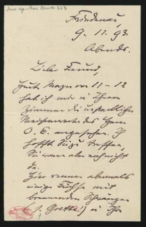 Brief an Philipp Spitta : 09.11.1893