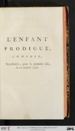 L'enfant prodigue, comedie