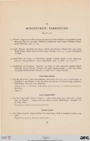 B. Miniaturen – Farbstiche (Nr. 47-57)