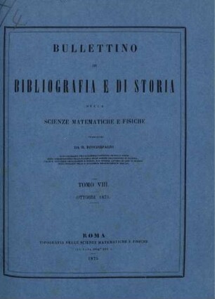 Tomo VIII. Ottobre 1875.