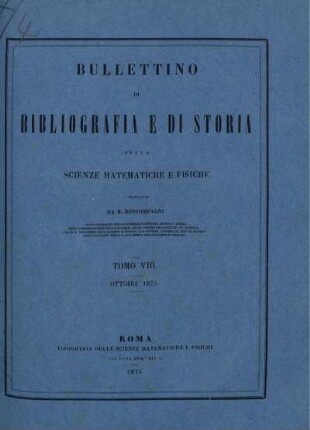 Tomo VIII. Ottobre 1875.