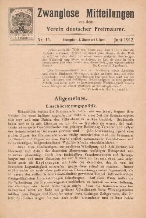 Nr. 15. Juni 1912.