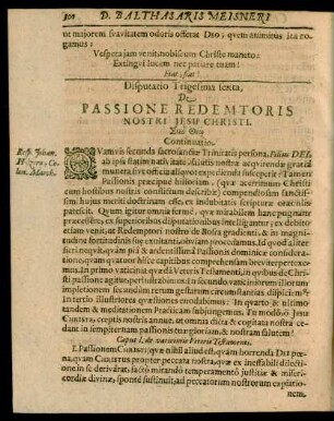 Disputatio Trigesima sexta, De Passione Redemtoris Nostri Jesu Christi.