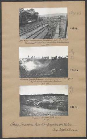 Reparaturen an der Kleinbahn Vigneulles - St. Maurice s.l. Côtes, Mai 1915: Infanteriebaracken bei St. Maurice