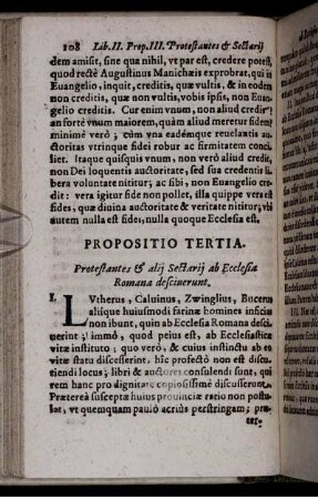 Propositio Tertia. Protestantes & alii Sectarii ab Ecclesia Romana desciverunt