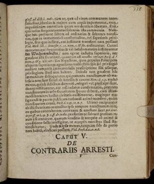 Caput V. De Contrariis Arresti.